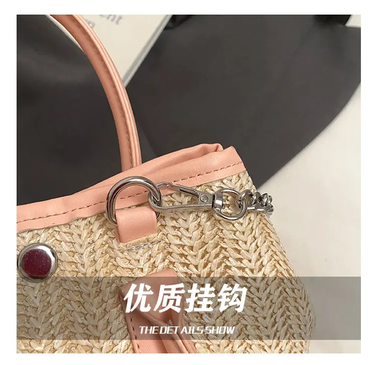 Women Straw Handbag with Cute Bear Design — feature 9