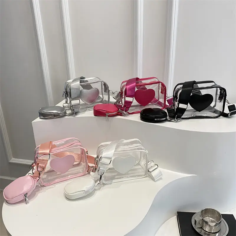 Pink Heart Crossbody Bag for Women - Image 9