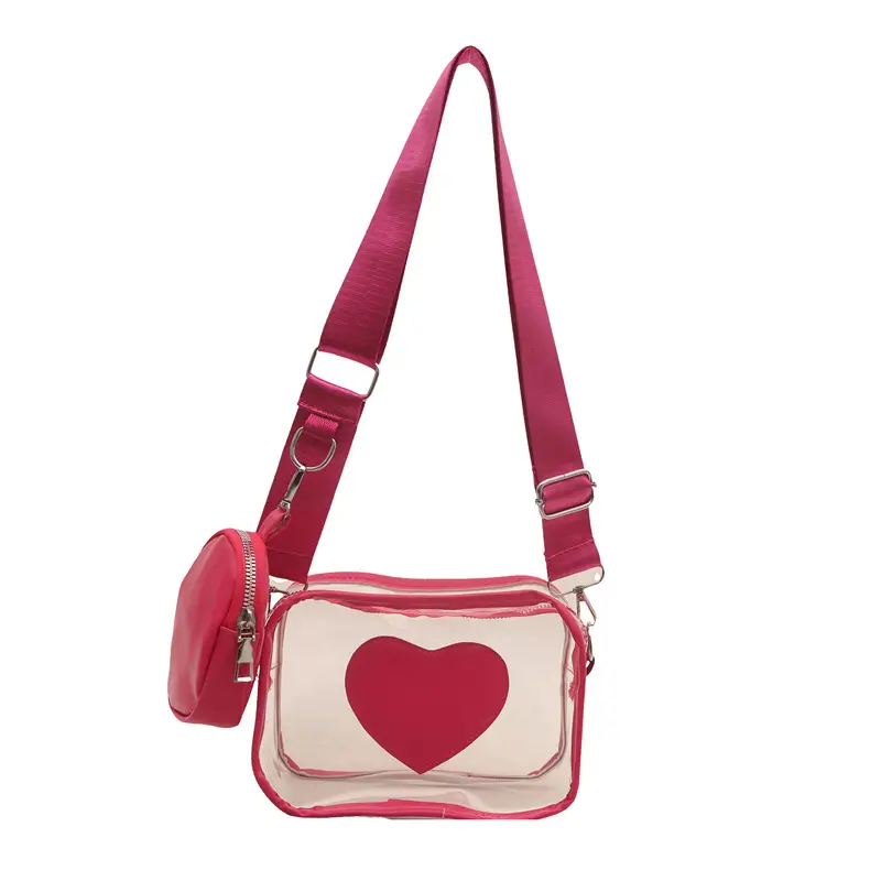 Pink Heart Crossbody Bag for Women - Image 5