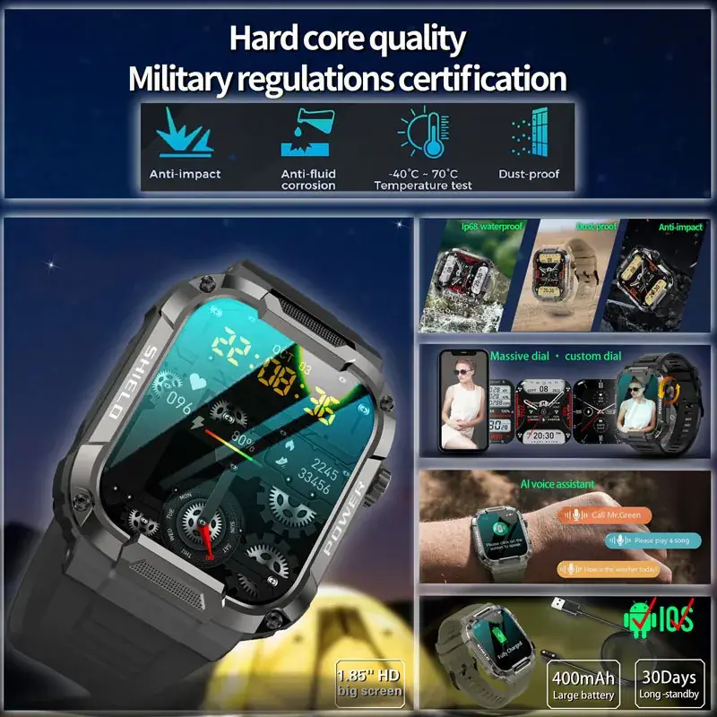 2023 Smart Watch Blood Pressure Oxygen Touch Screen