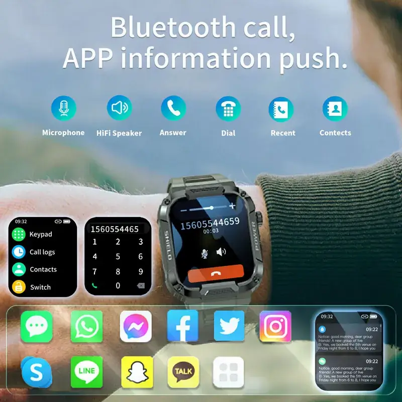 2023 Smart Watch Blood Pressure Oxygen Touch Screen
