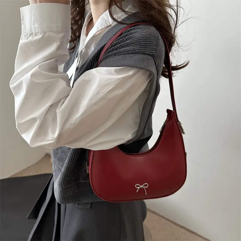 Black Bow Shoulder Bag for Women 2025 Spring