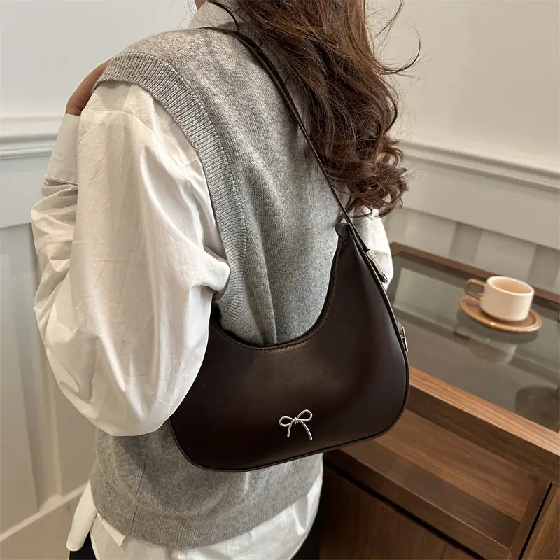 Black Bow Shoulder Bag for Women 2025 Spring