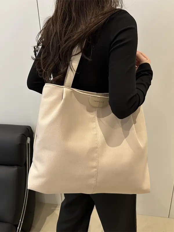 Beige Canvas Tote Bag for Students & Commuters - Image 5