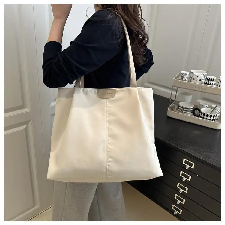 Beige Canvas Tote Bag for Students & Commuters — feature 11