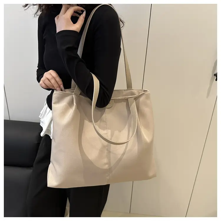 Beige Canvas Tote Bag for Students & Commuters — feature 13