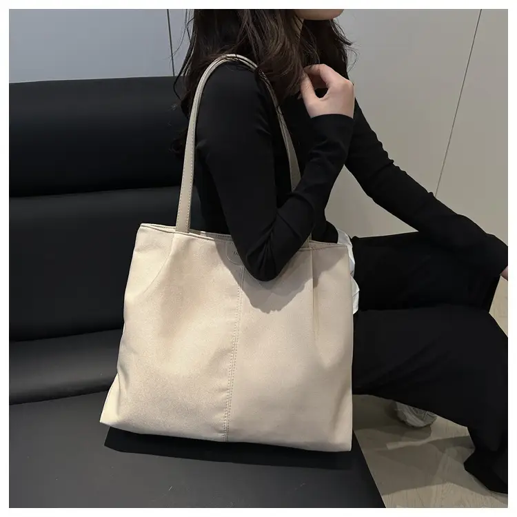 Beige Canvas Tote Bag for Students & Commuters — feature 14