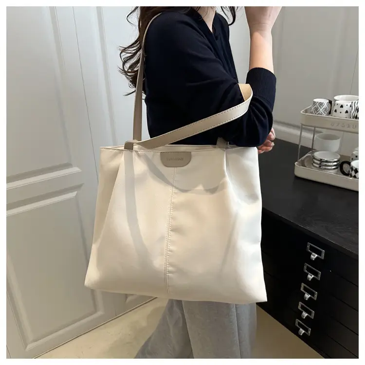Beige Canvas Tote Bag for Students & Commuters — feature 9