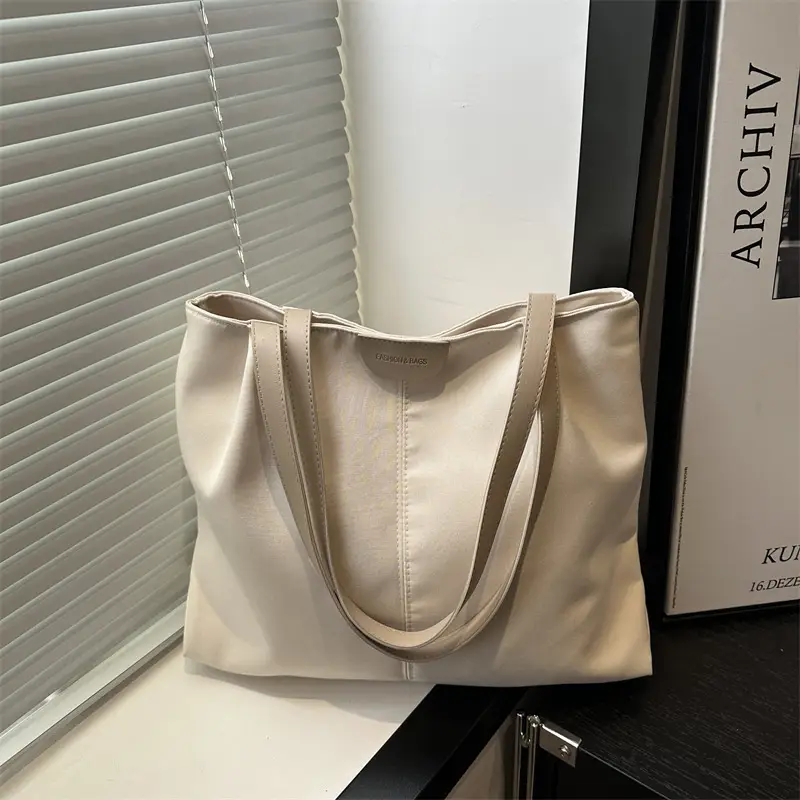 Beige Canvas Tote Bag for Students & Commuters - Image 2