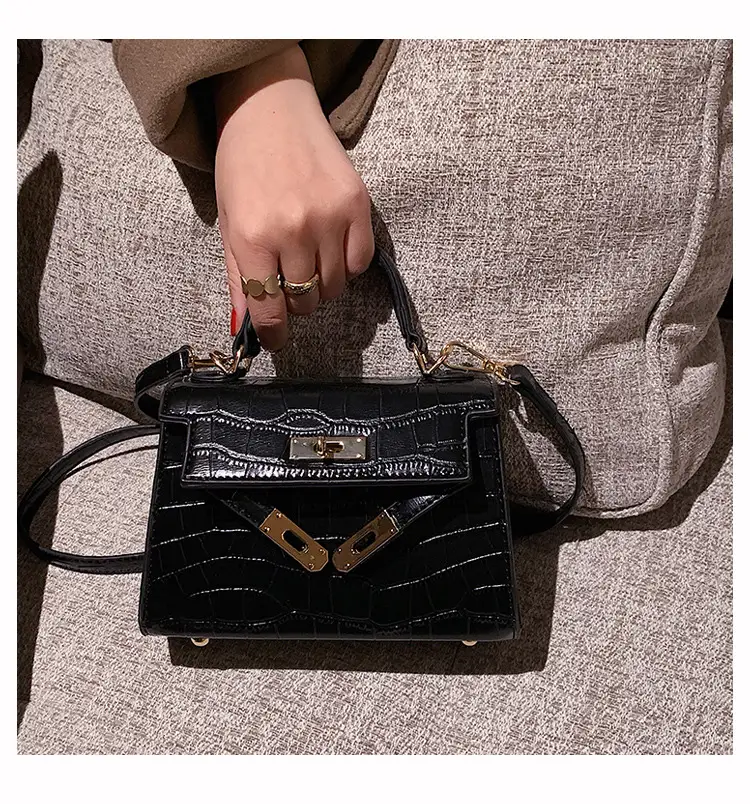 Black Croc Leather Crossbody Bag for Women — feature 14