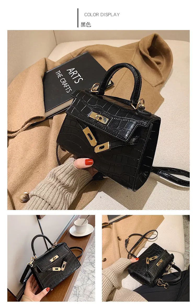 Black Croc Leather Crossbody Bag for Women — feature 4