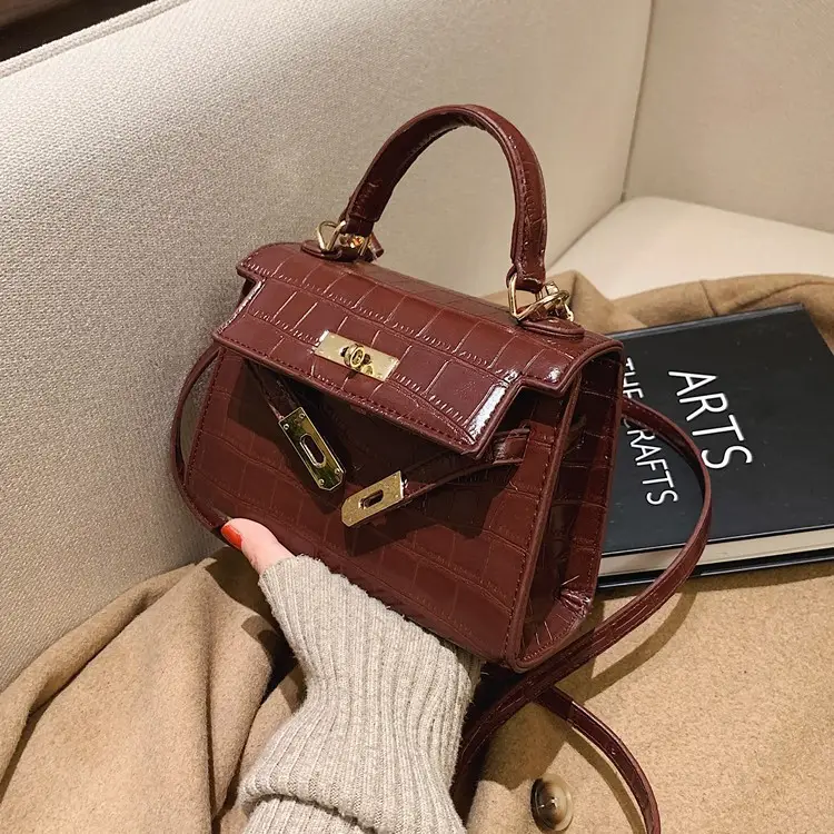 Black Croc Leather Crossbody Bag for Women - Image 2