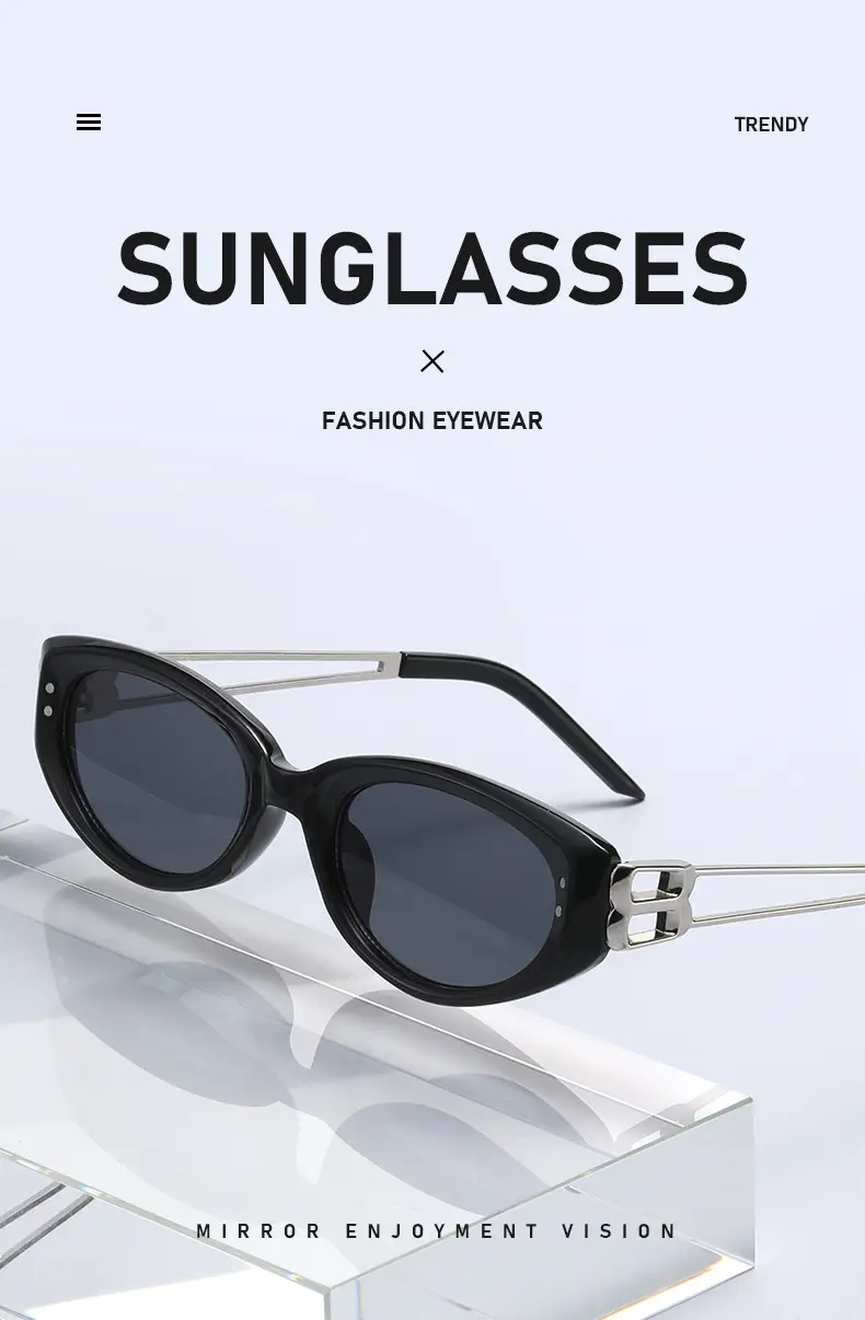 2026 Cat-Eye Sunglasses Black Korean Style Sun Protection — feature 11