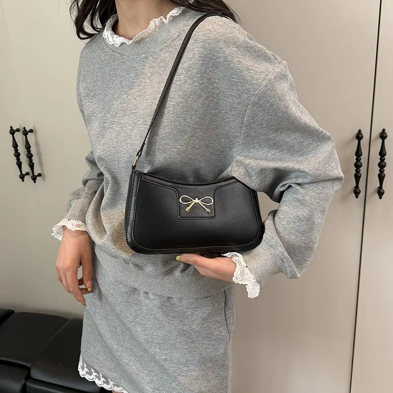 White Bow Shoulder Bag for Women Luxury Leather Commuter - Image 8