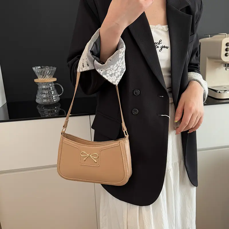 White Bow Shoulder Bag for Women Luxury Leather Commuter - Image 9