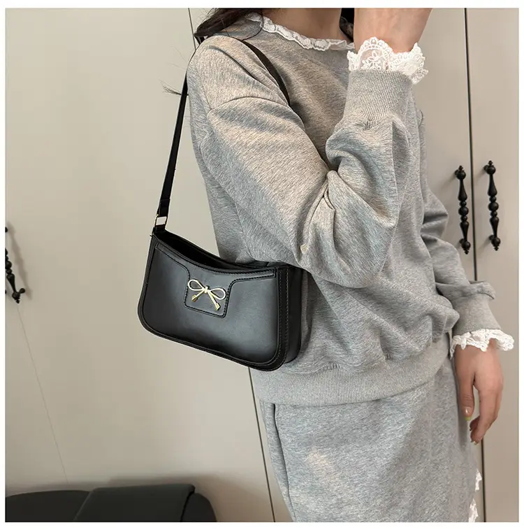 White Bow Shoulder Bag for Women Luxury Leather Commuter — feature 12