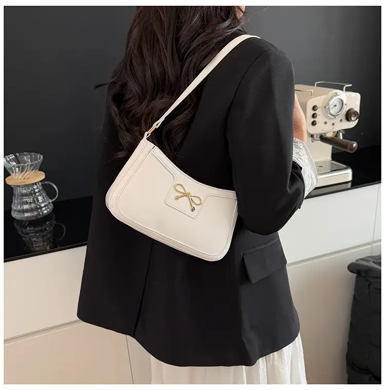 White Bow Shoulder Bag for Women Luxury Leather Commuter — feature 21