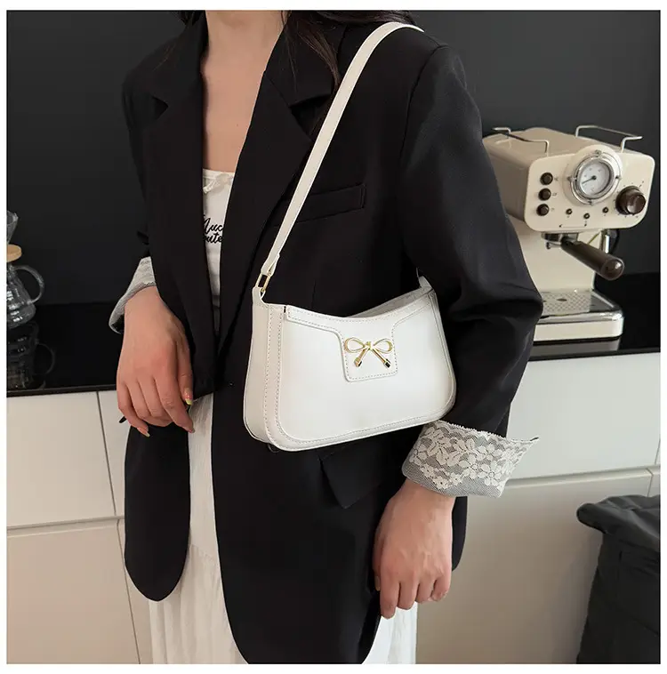 White Bow Shoulder Bag for Women Luxury Leather Commuter — feature 22