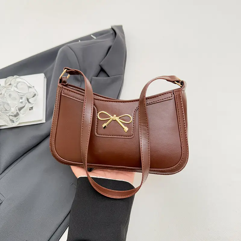 White Bow Shoulder Bag for Women Luxury Leather Commuter - Image 3