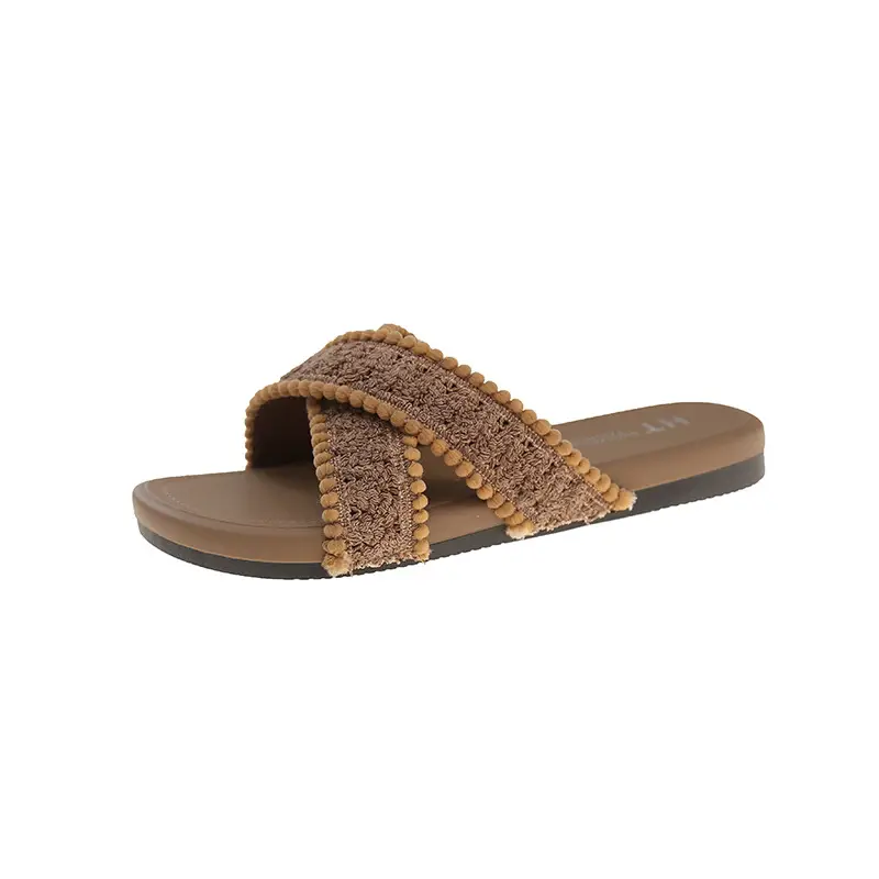 Cross New Summer Outfit Sandals and Slippers Women's Flat-bottomed Fashionable All-match Internet-famous Ins Trendy Beach Roman Shoes