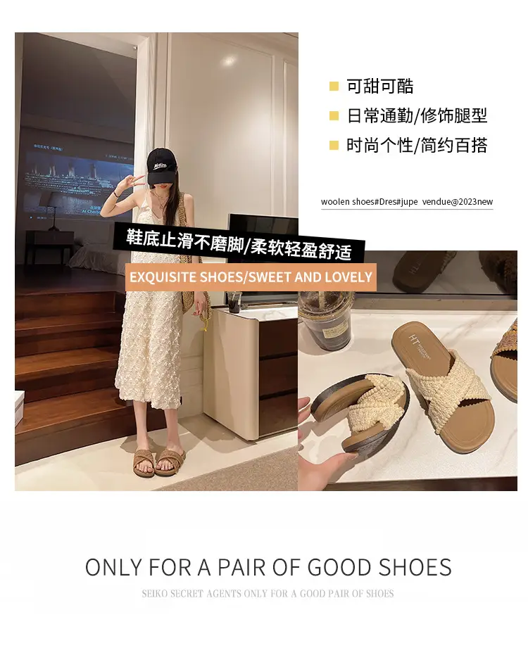 Cross New Summer Outfit Sandals and Slippers Women's Flat-bottomed Fashionable All-match Internet-famous Ins Trendy Beach Roman Shoes — feature 3