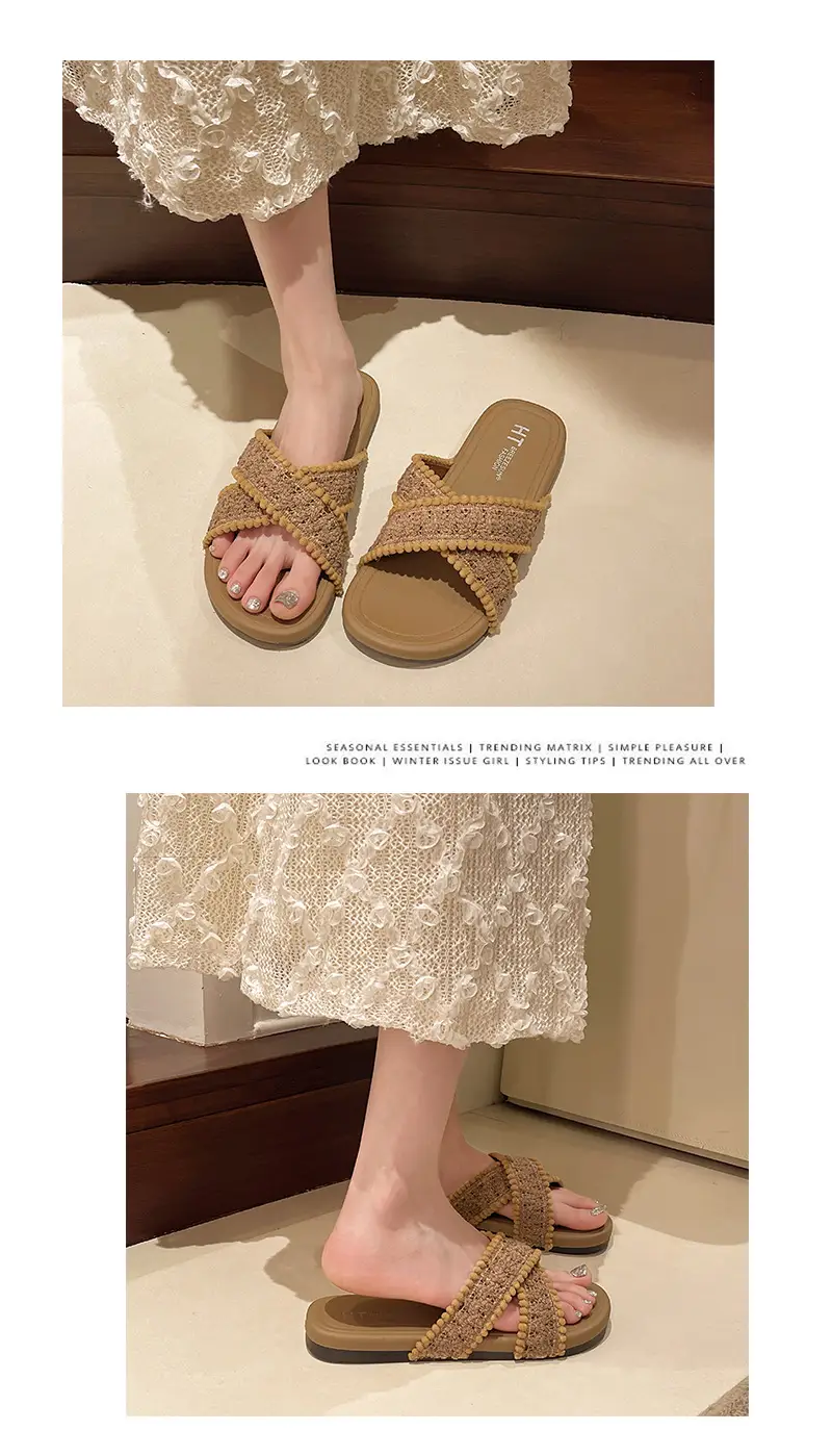 Cross New Summer Outfit Sandals and Slippers Women's Flat-bottomed Fashionable All-match Internet-famous Ins Trendy Beach Roman Shoes — feature 4