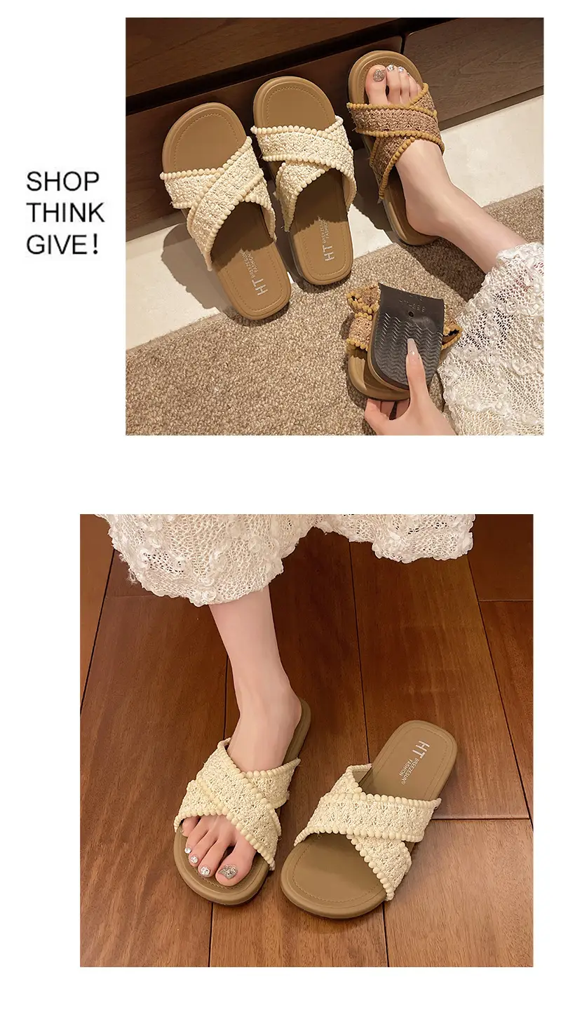 Cross New Summer Outfit Sandals and Slippers Women's Flat-bottomed Fashionable All-match Internet-famous Ins Trendy Beach Roman Shoes — feature 6