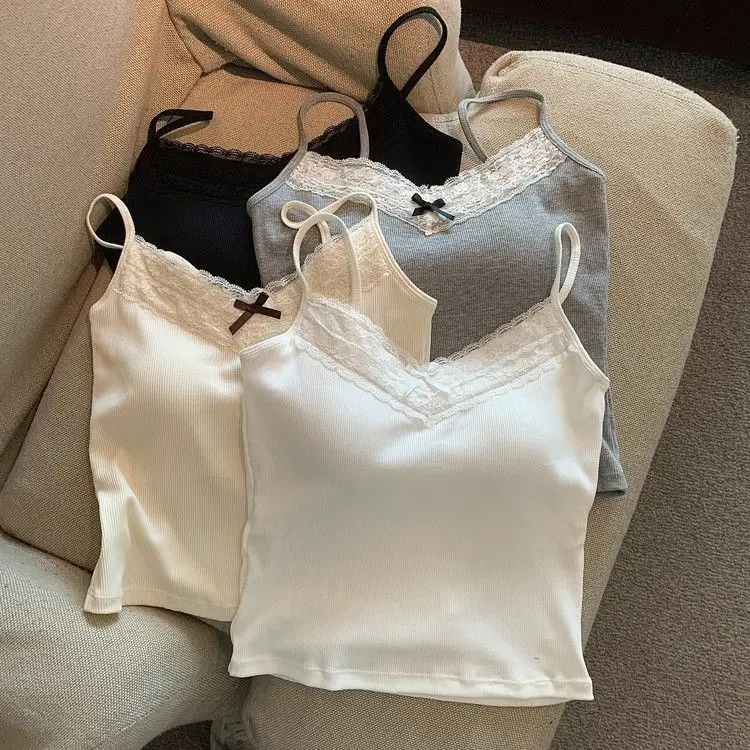 Spice Girls Lace Beautiful Strap Chest Pad Sweet Camisole Women's Pure Desire Style Sexy Outer Wear Base Shirt Inner Top — feature 3