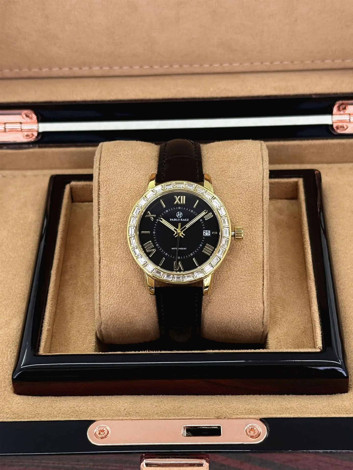 Women's Black Calendar Watch with Gold Plated Dial — feature 11