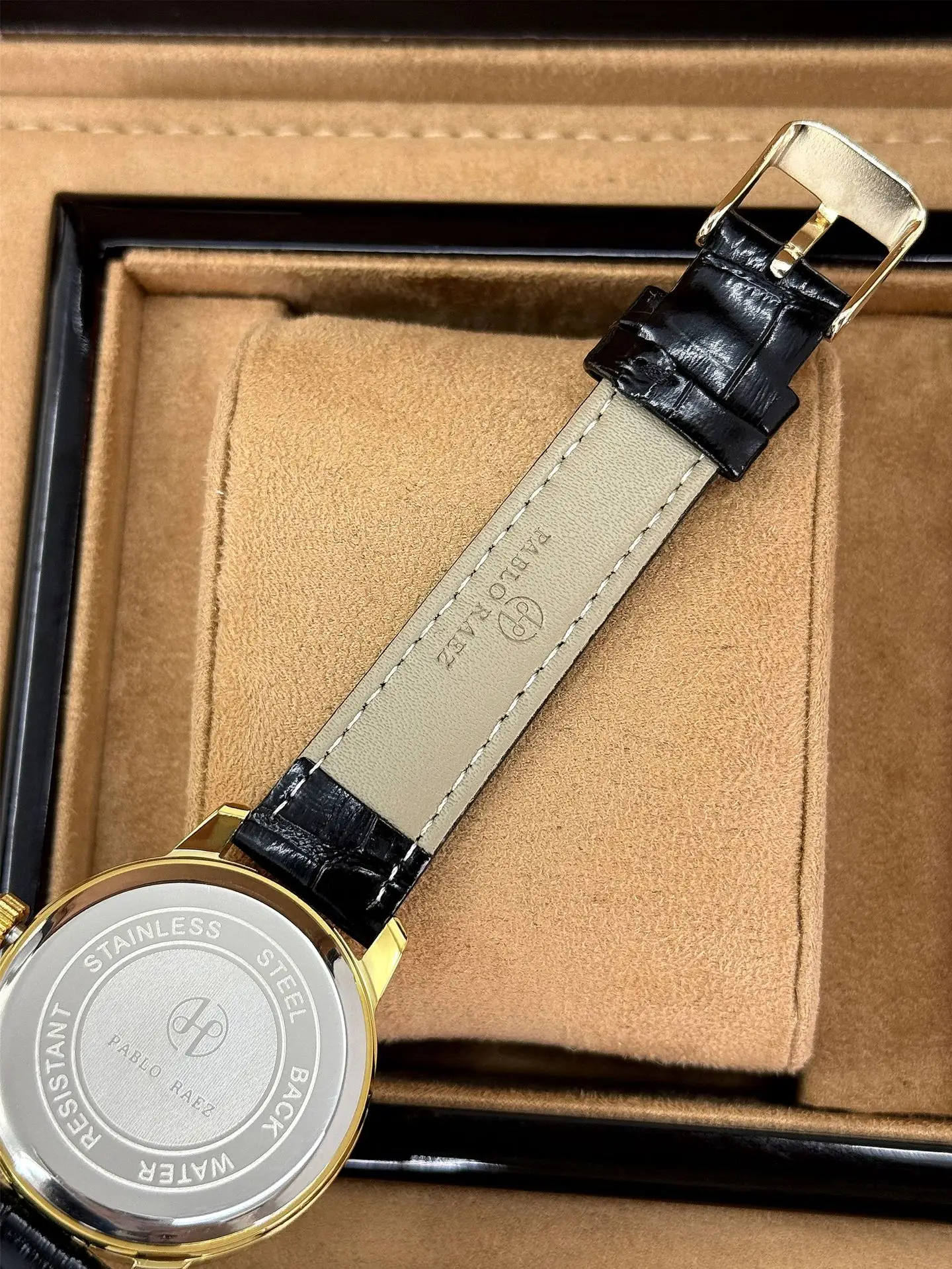 Women's Black Calendar Watch with Gold Plated Dial — feature 12