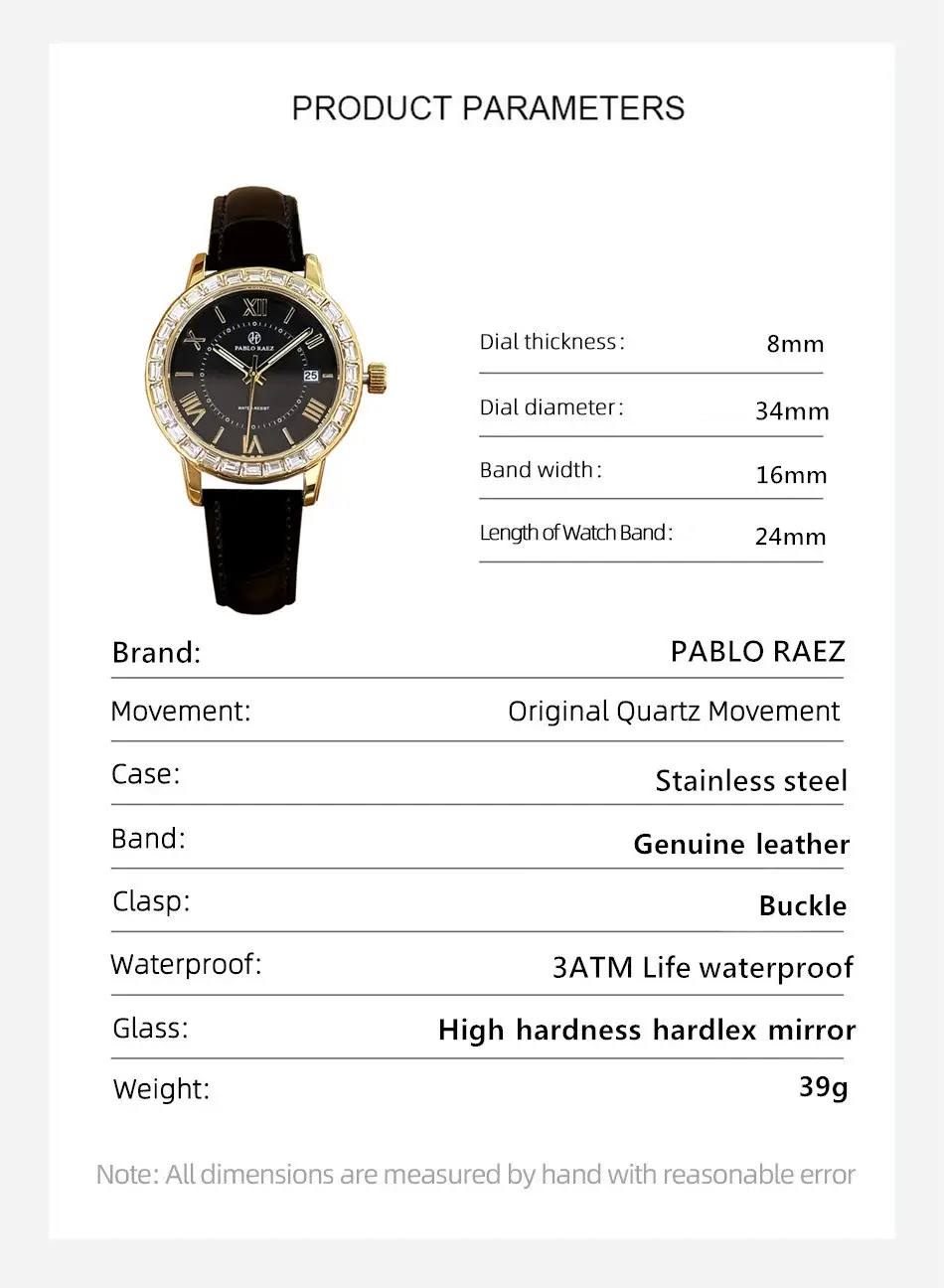Women's Black Calendar Watch with Gold Plated Dial — feature 23