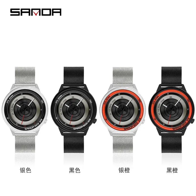 Sanda Youth Quartz Watch with Mesh Strap, Silver, Black, Rose Gold, Black - Image 5