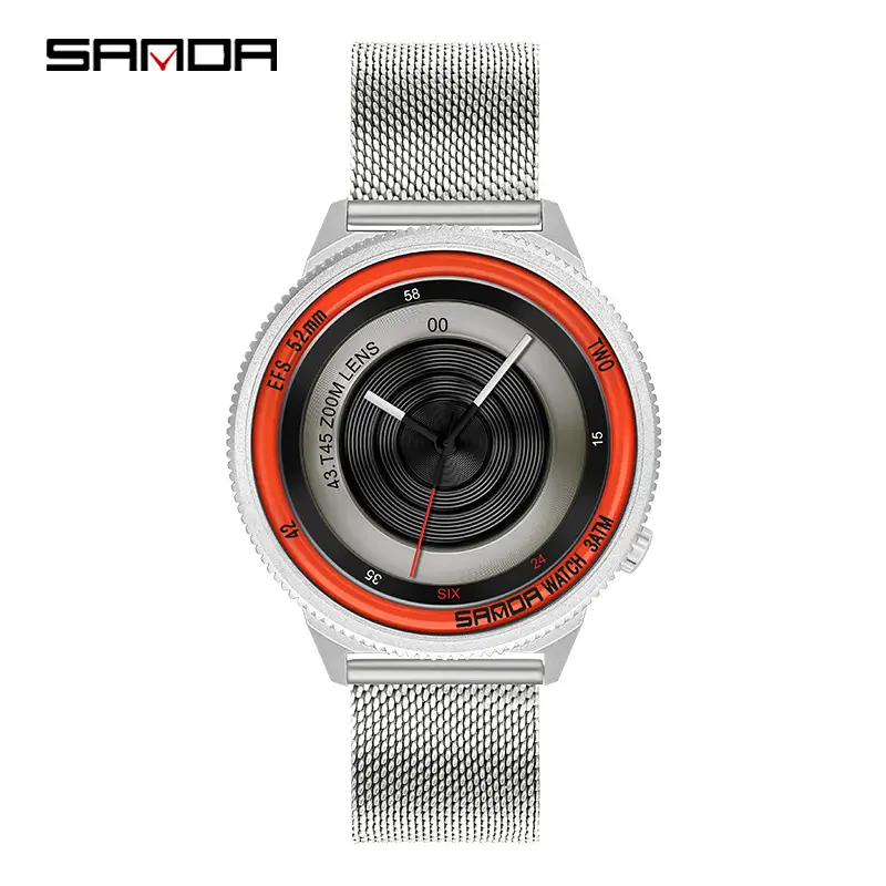 Sanda Youth Quartz Watch with Mesh Strap, Silver, Black, Rose Gold, Black - Image 6