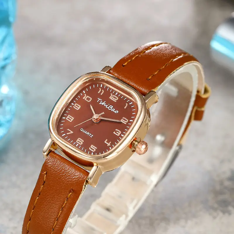 Women's Square Watch with Rose Gold Band — feature 1