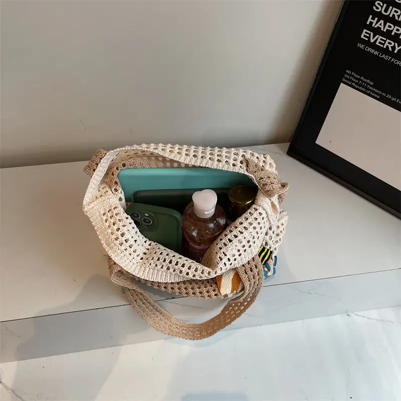 Handheld Woven Mesh Bag for Women Summer Travel - Image 7