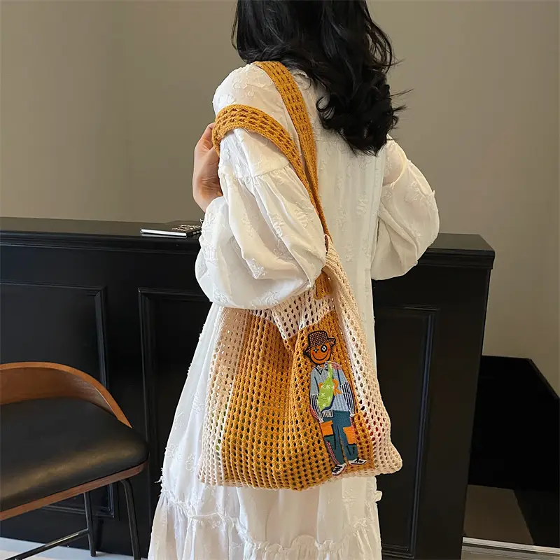 Handheld Woven Mesh Bag for Women Summer Travel — feature 12