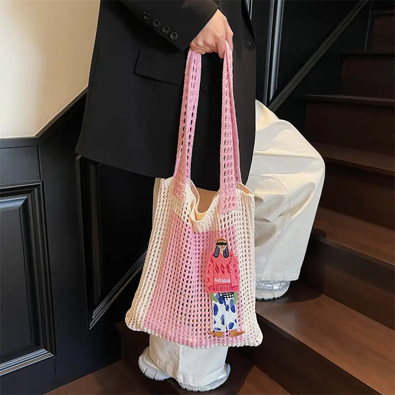 Handheld Woven Mesh Bag for Women Summer Travel — feature 16