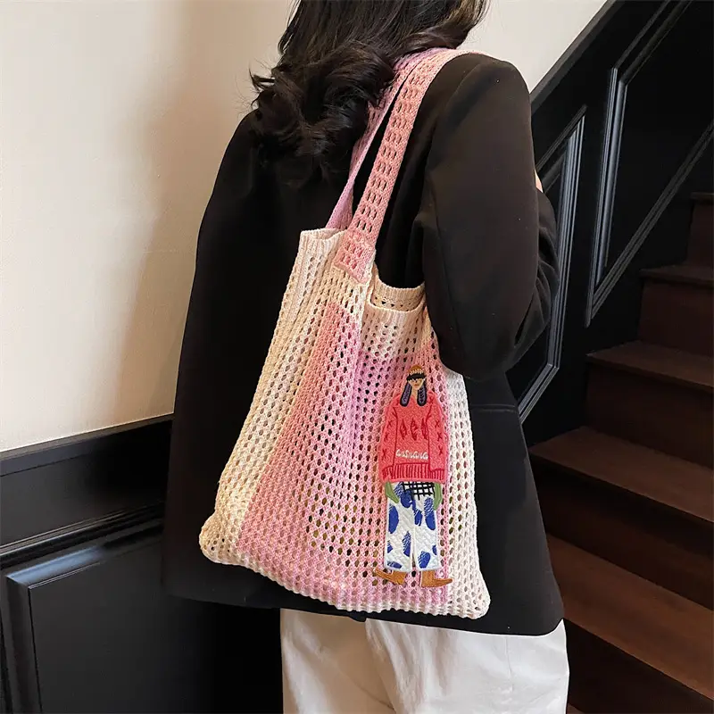 Handheld Woven Mesh Bag for Women Summer Travel — feature 19