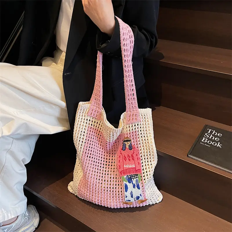 Handheld Woven Mesh Bag for Women Summer Travel — feature 21