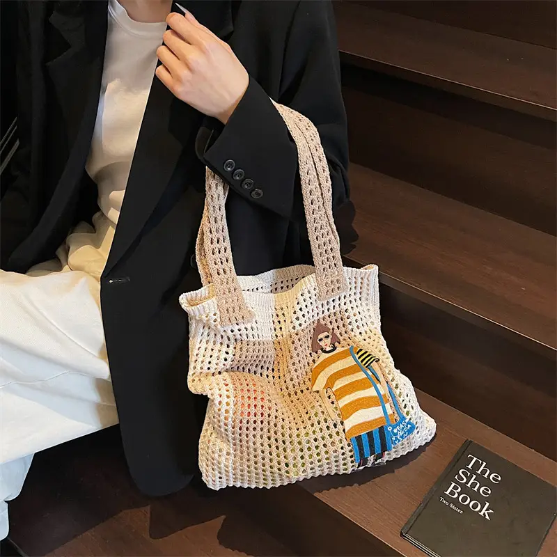 Handheld Woven Mesh Bag for Women Summer Travel — feature 23