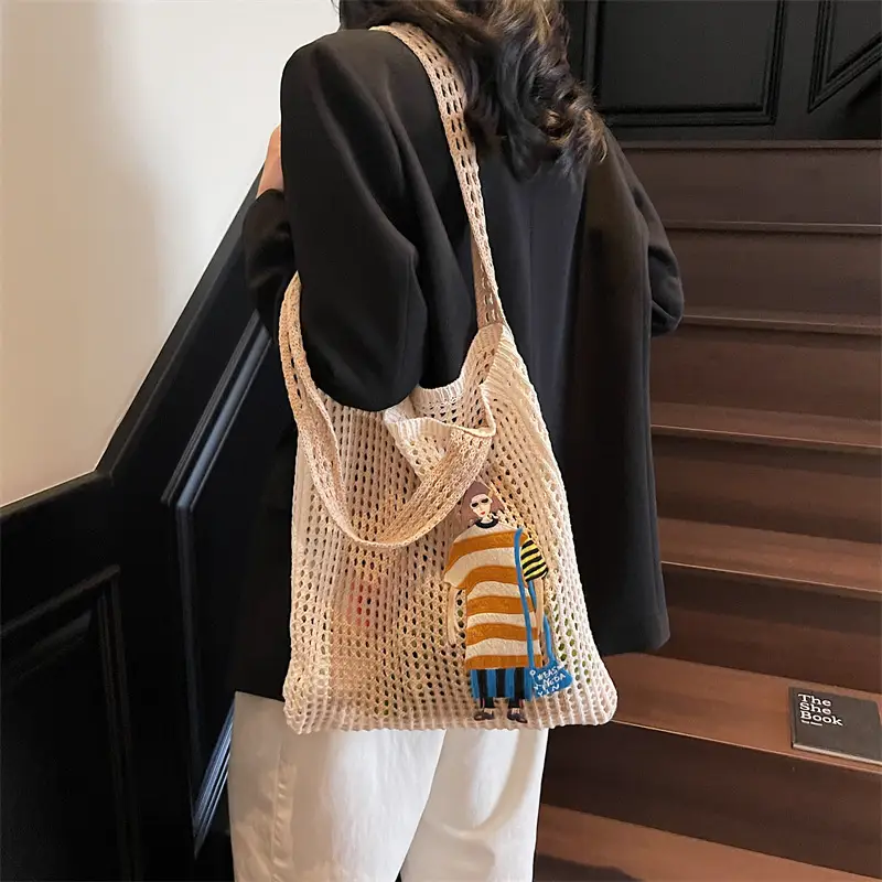 Handheld Woven Mesh Bag for Women Summer Travel — feature 25