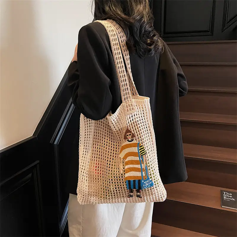Handheld Woven Mesh Bag for Women Summer Travel — feature 26