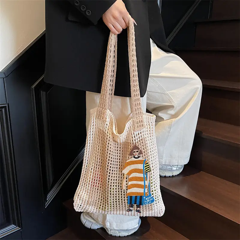 Handheld Woven Mesh Bag for Women Summer Travel — feature 27