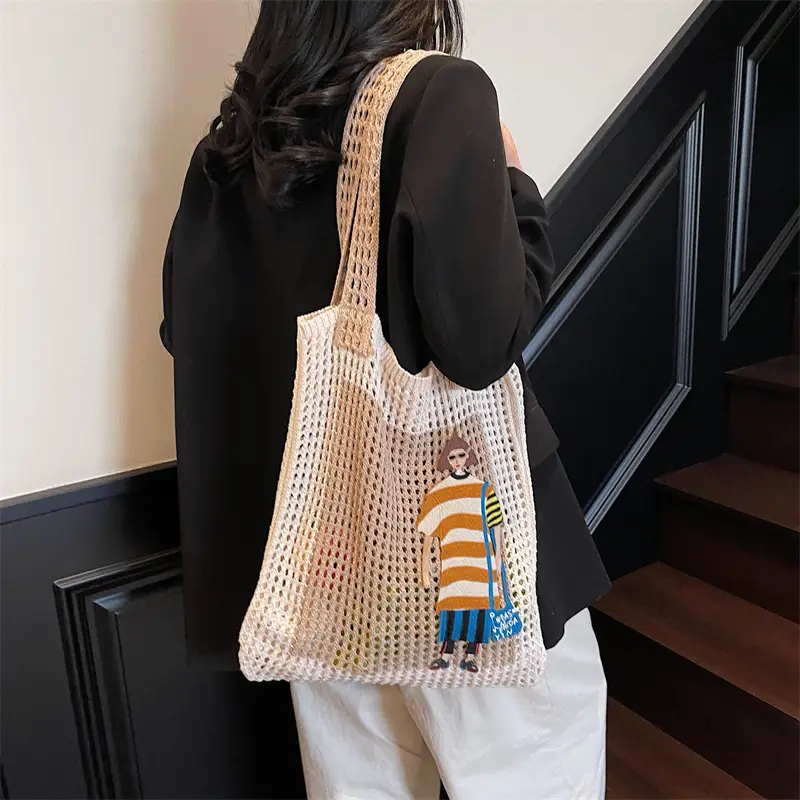 Handheld Woven Mesh Bag for Women Summer Travel — feature 28