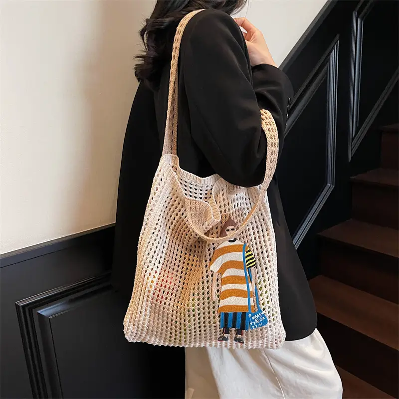 Handheld Woven Mesh Bag for Women Summer Travel — feature 29