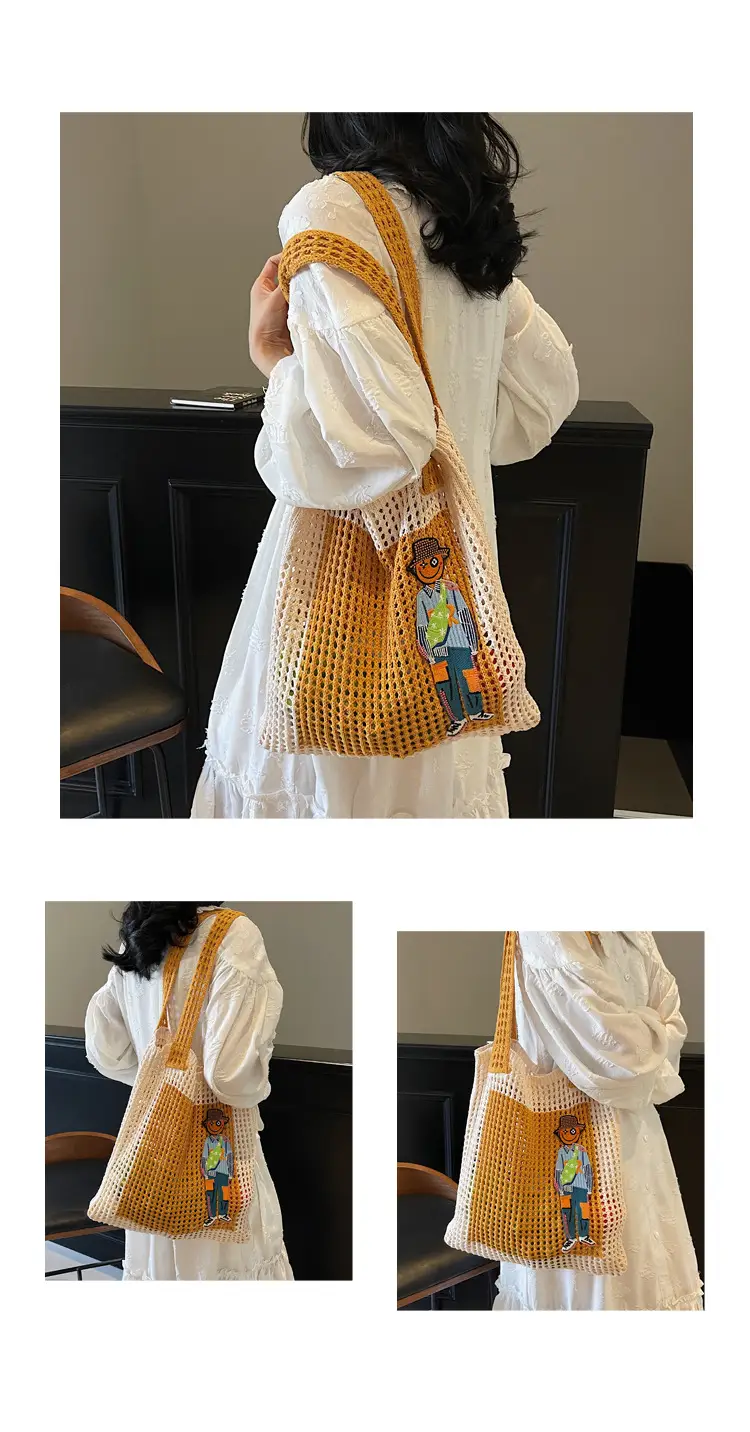 Handheld Woven Mesh Bag for Women Summer Travel — feature 3