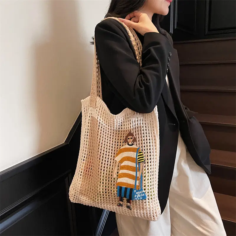 Handheld Woven Mesh Bag for Women Summer Travel — feature 30