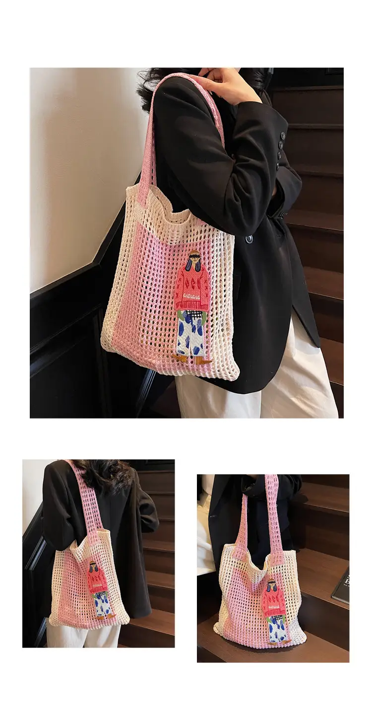 Handheld Woven Mesh Bag for Women Summer Travel — feature 4