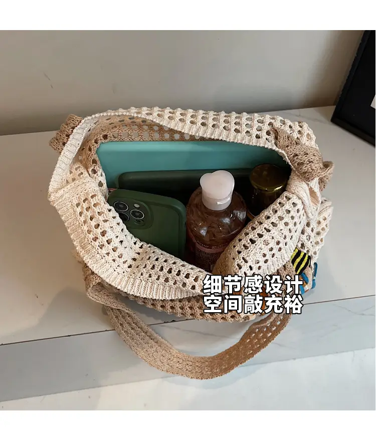 Handheld Woven Mesh Bag for Women Summer Travel — feature 9