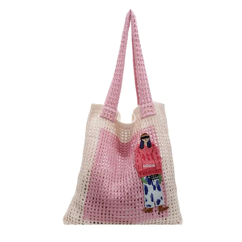 Handheld Woven Mesh Bag for Women Summer Travel - Image 2